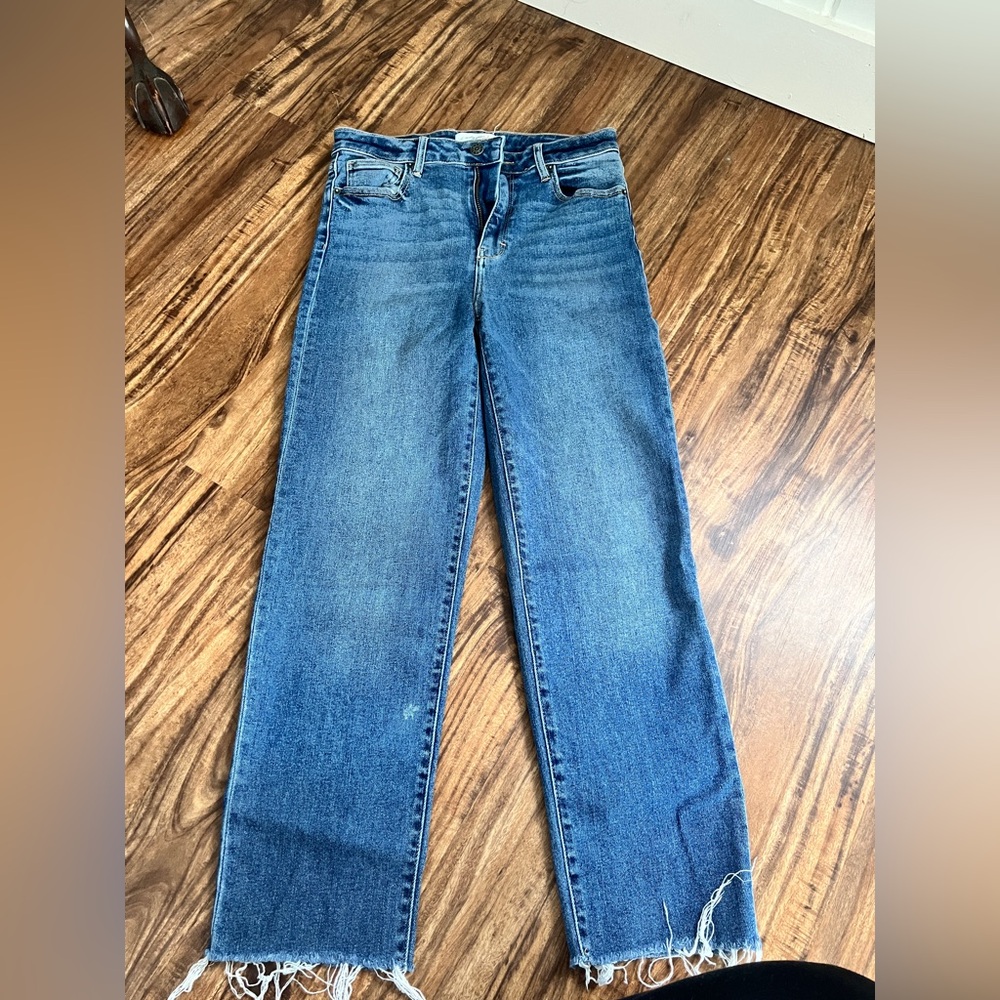 Carly Jean Los Angeles Blue Frayed Hem Jeans